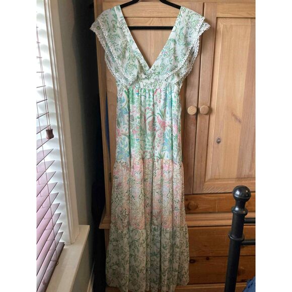 NWT House of Harlow 1960 x REVOLVE Pastel Floral Tiered Maxi Dress, Small - Picture 2 of 5